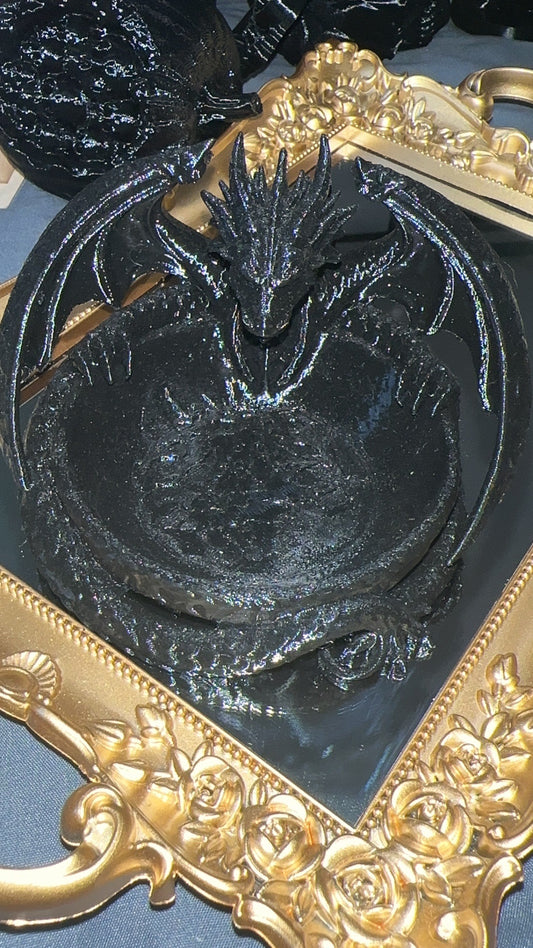 Black 3D printed dragon bowl
