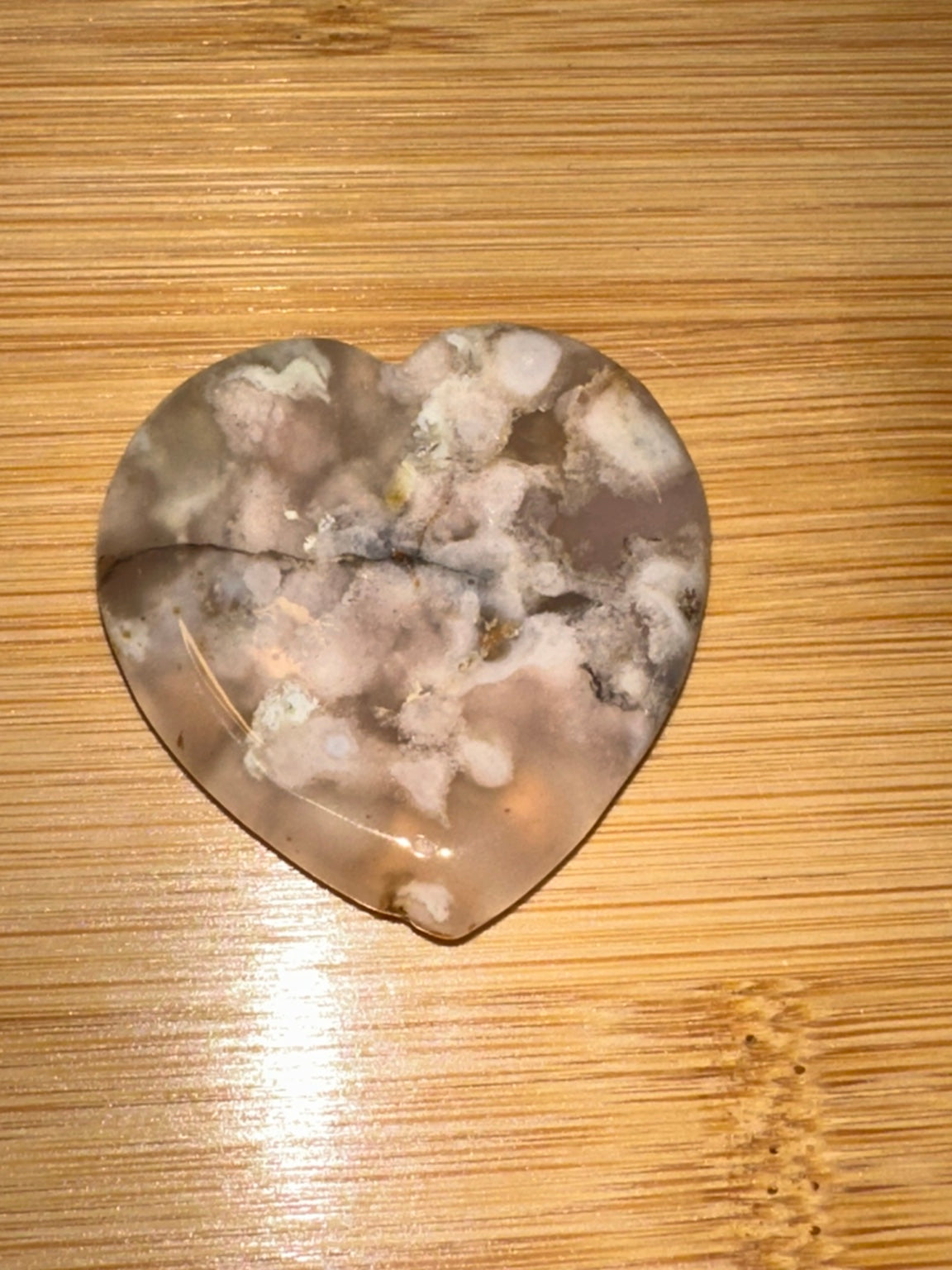 Flower Agate Heart Worry Stone 1
