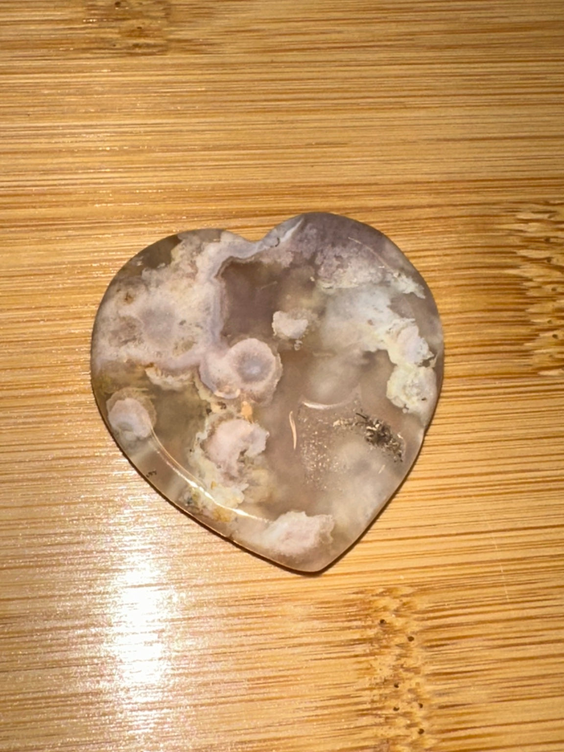 Flower Agate Heart Worry Stone 2