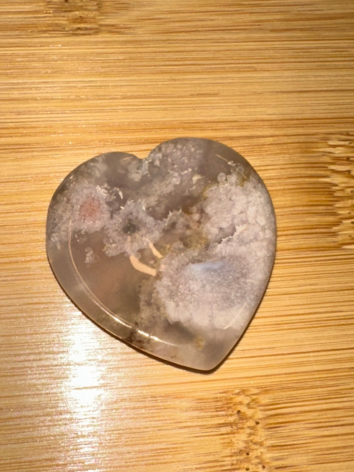 Flower Agate Heart Worry Stone 5