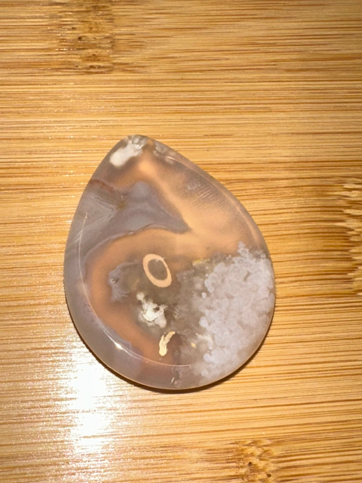 Flower Agate Teardrop Worry Stone 1