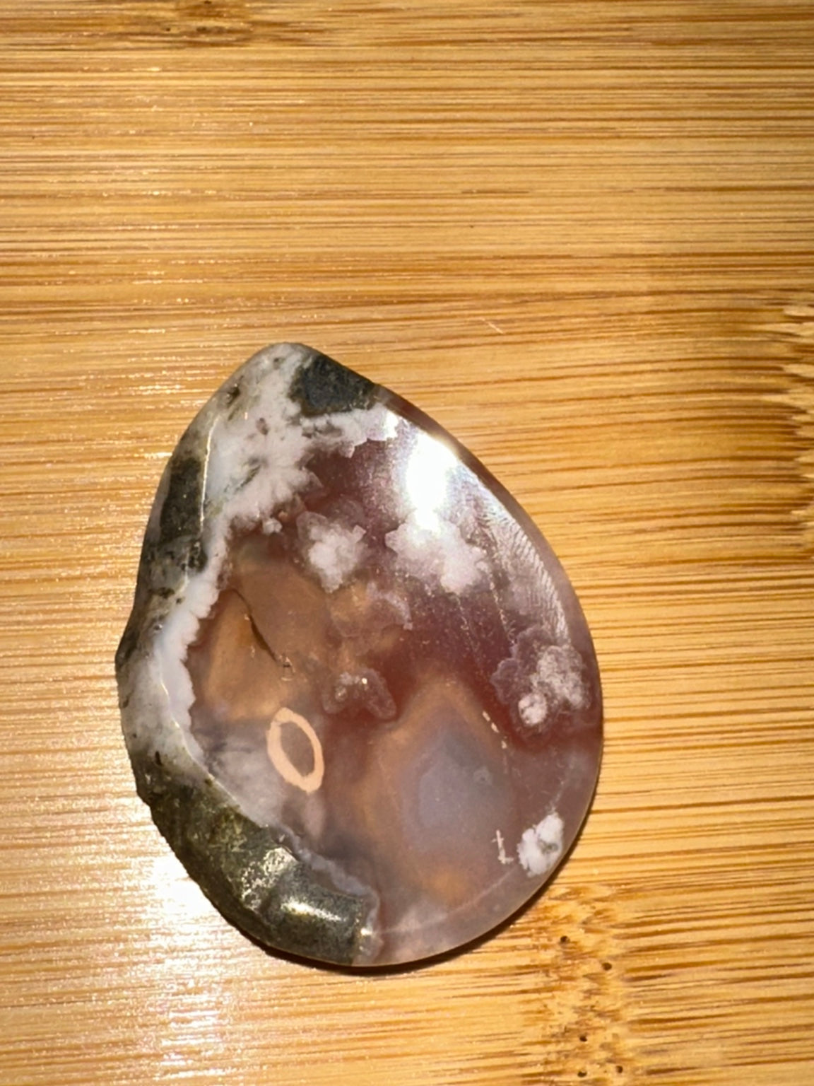 Moss Agate Teardrop Worry Stone 1