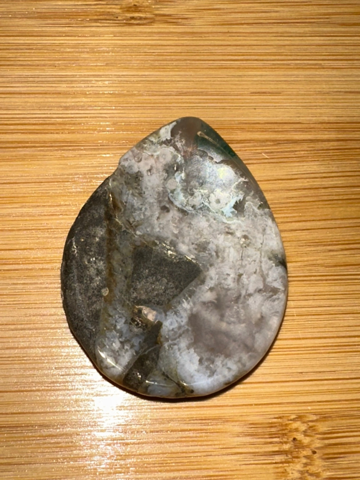 Moss Agate Teardrop Worry Stone 2