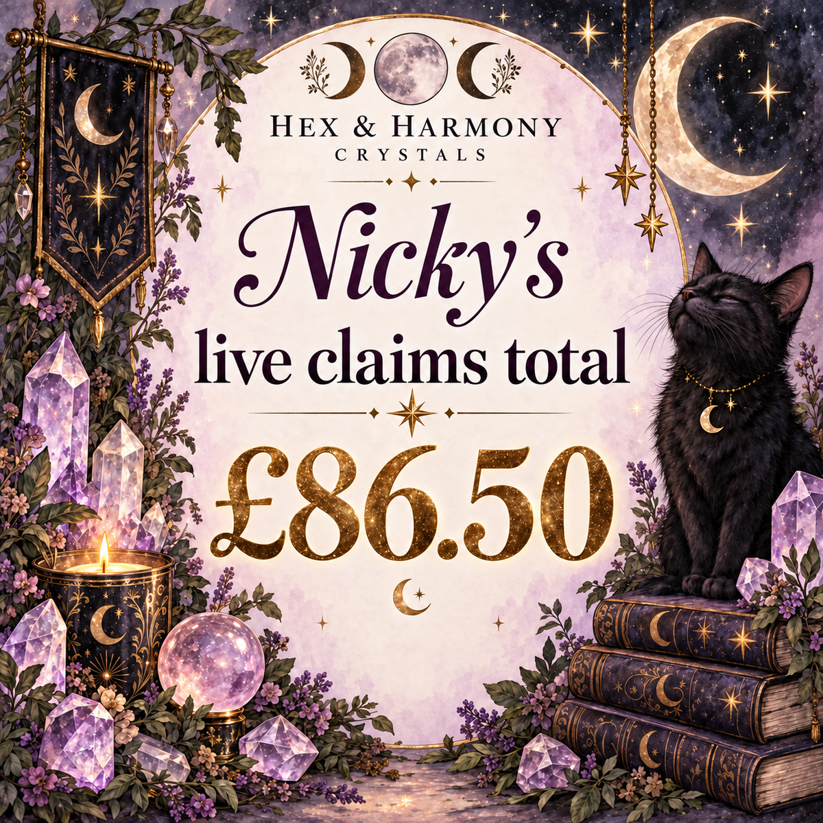 Nicky’s live claims total £86.50